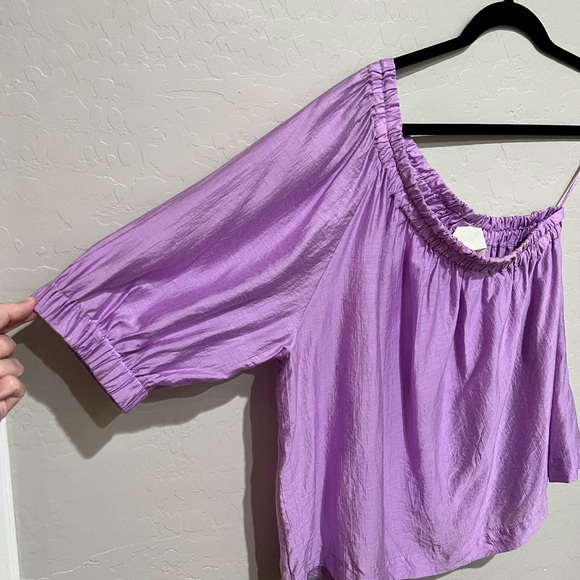 Maeve for Anthropologie Lilac Leonie One Shoulder Top Size Small - Picture 3 of 9